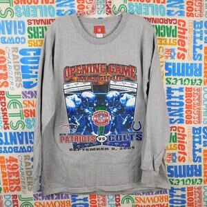 Vintage New England Patriots 2004 Opening Game T Shirt Size L Long Sleeve Colts